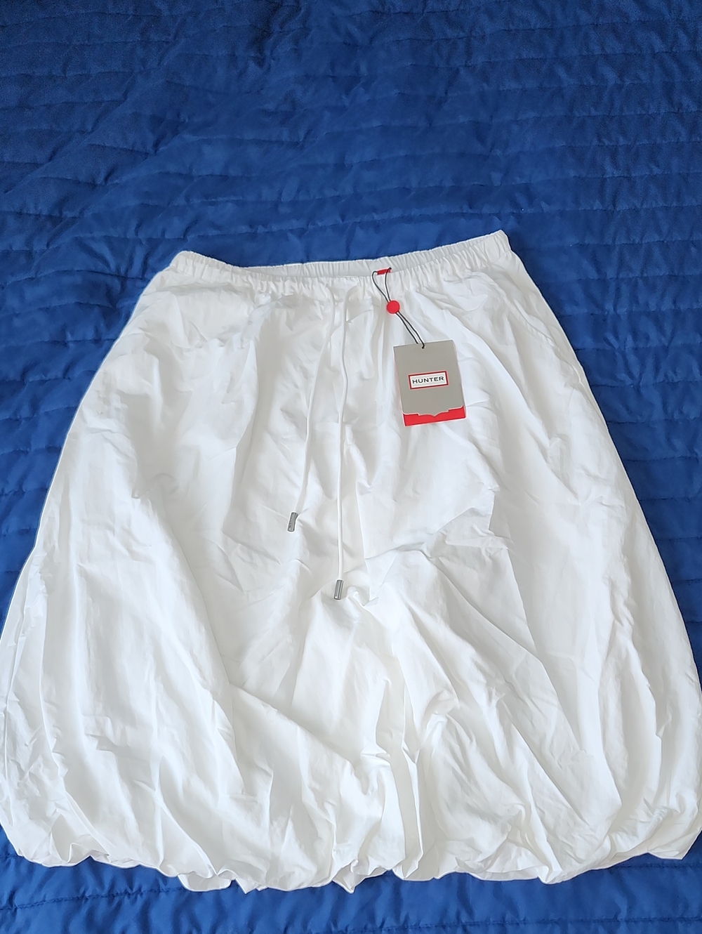Hunter Snow White Bubble Hem Midi Skirt Drawstring Pockets | Large | NWT